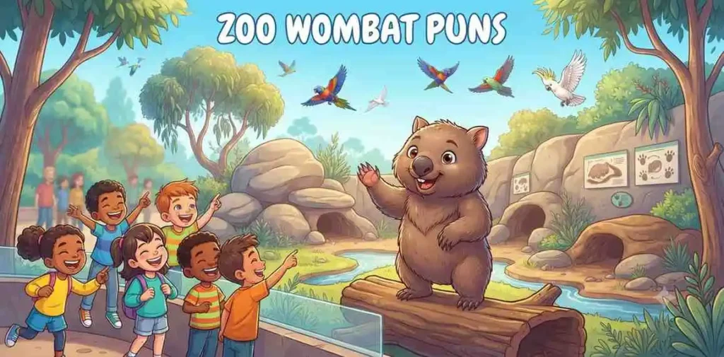 Cute wombat greeting visitors