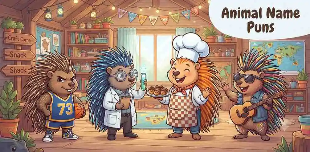 Funny porcupine characters