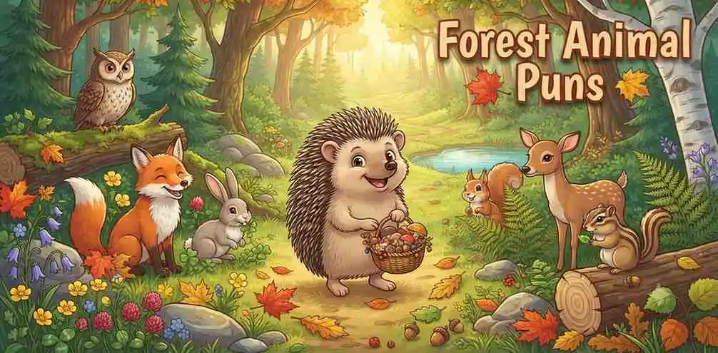 Hedgehog with woodland friends