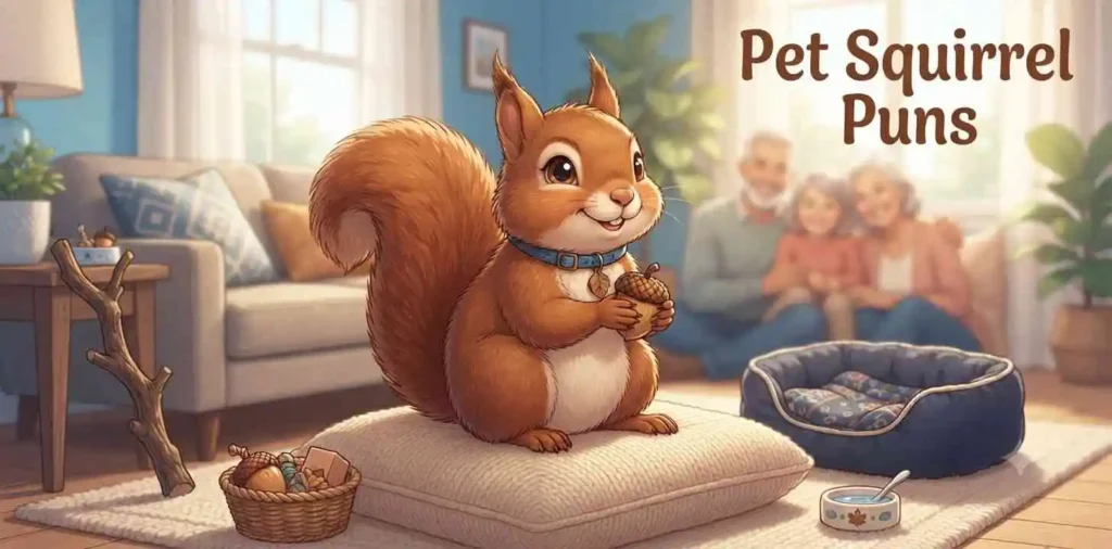 Happy pet squirrel indoors