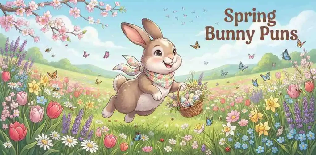 Bunny celebrating spring flowers