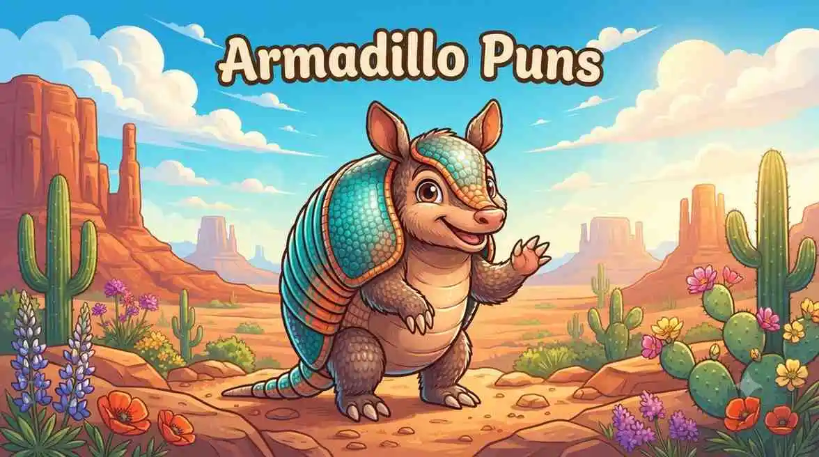 Cute smiling armadillo standing