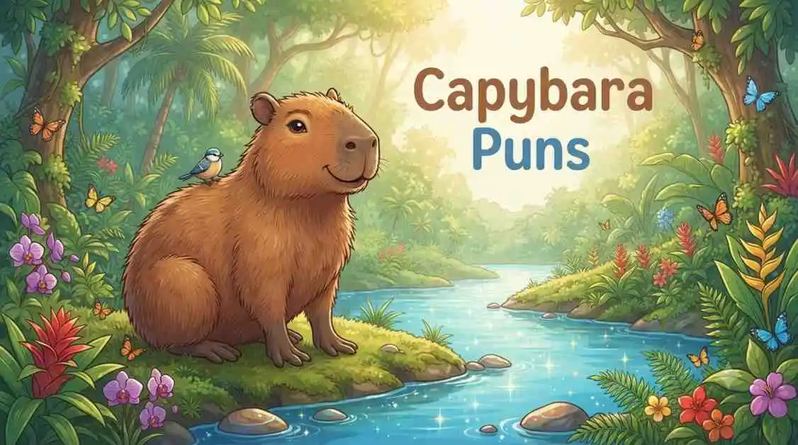 Cute smiling capybara relaxing