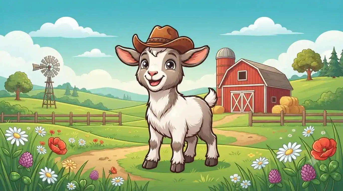 Happy farm animals outdoors