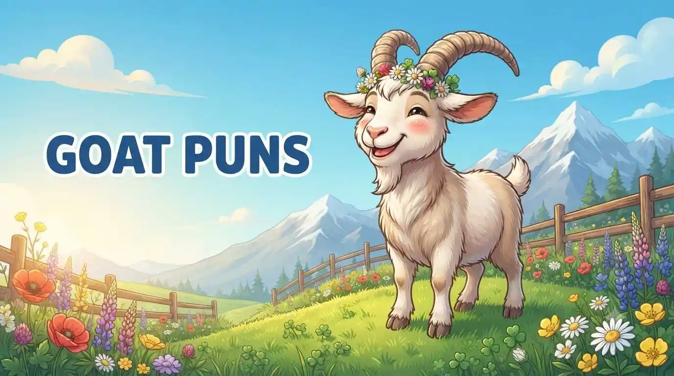 Happy goat smiling outdoors