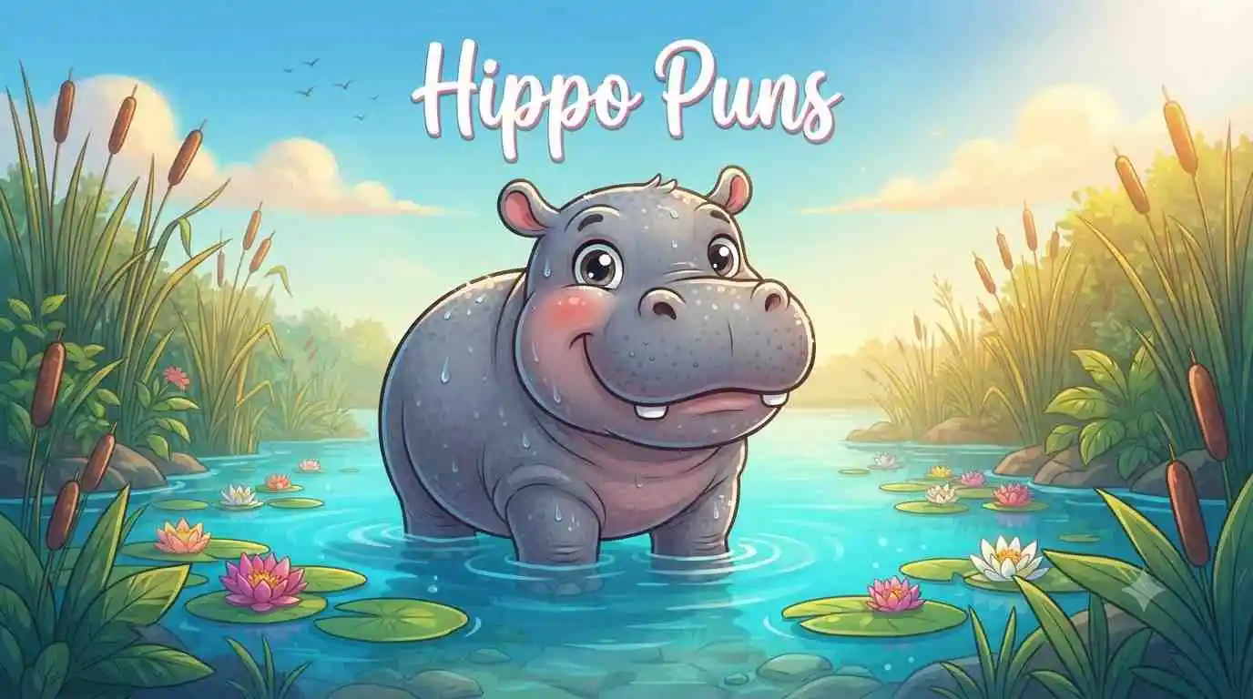Cute smiling hippo mascot