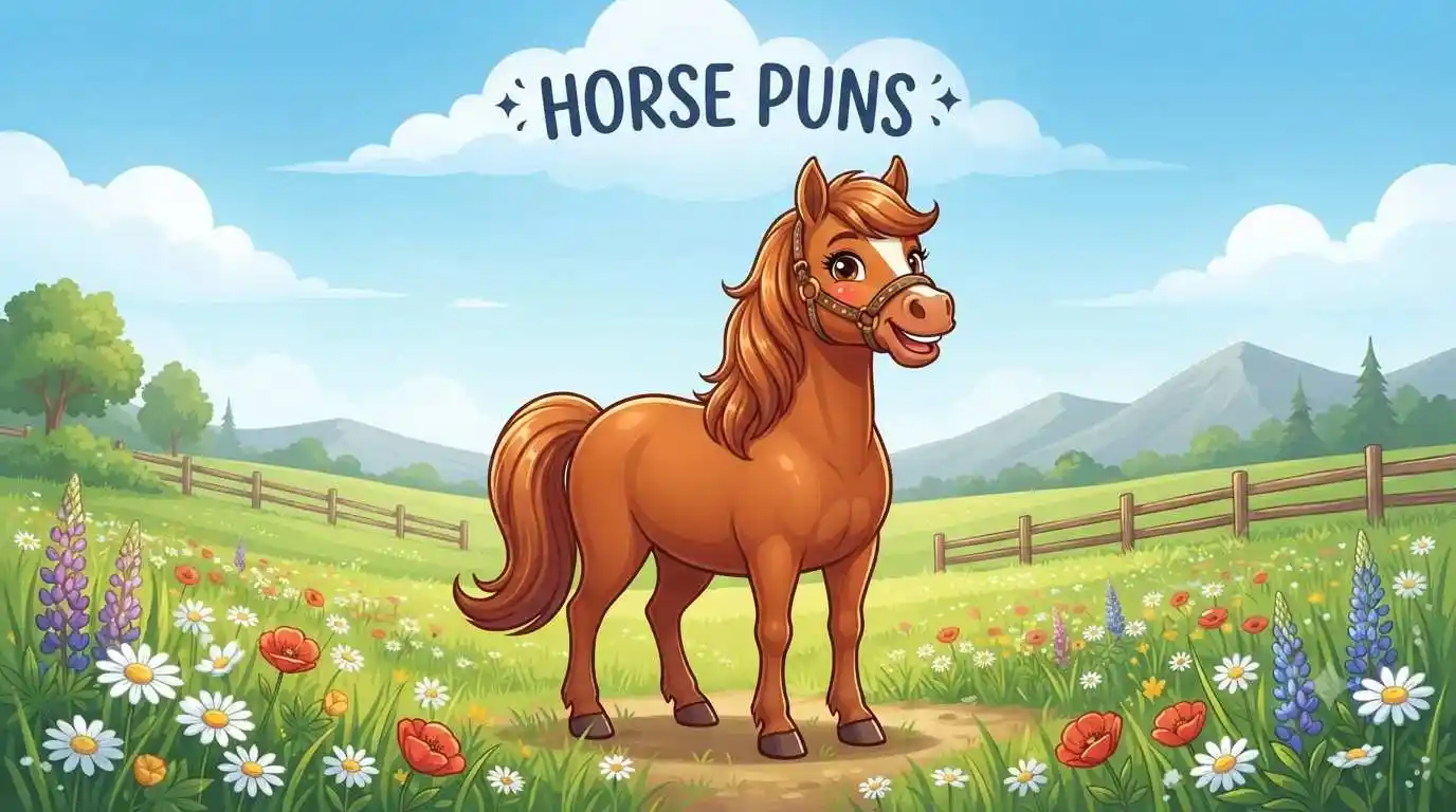 Happy horse in meadow
