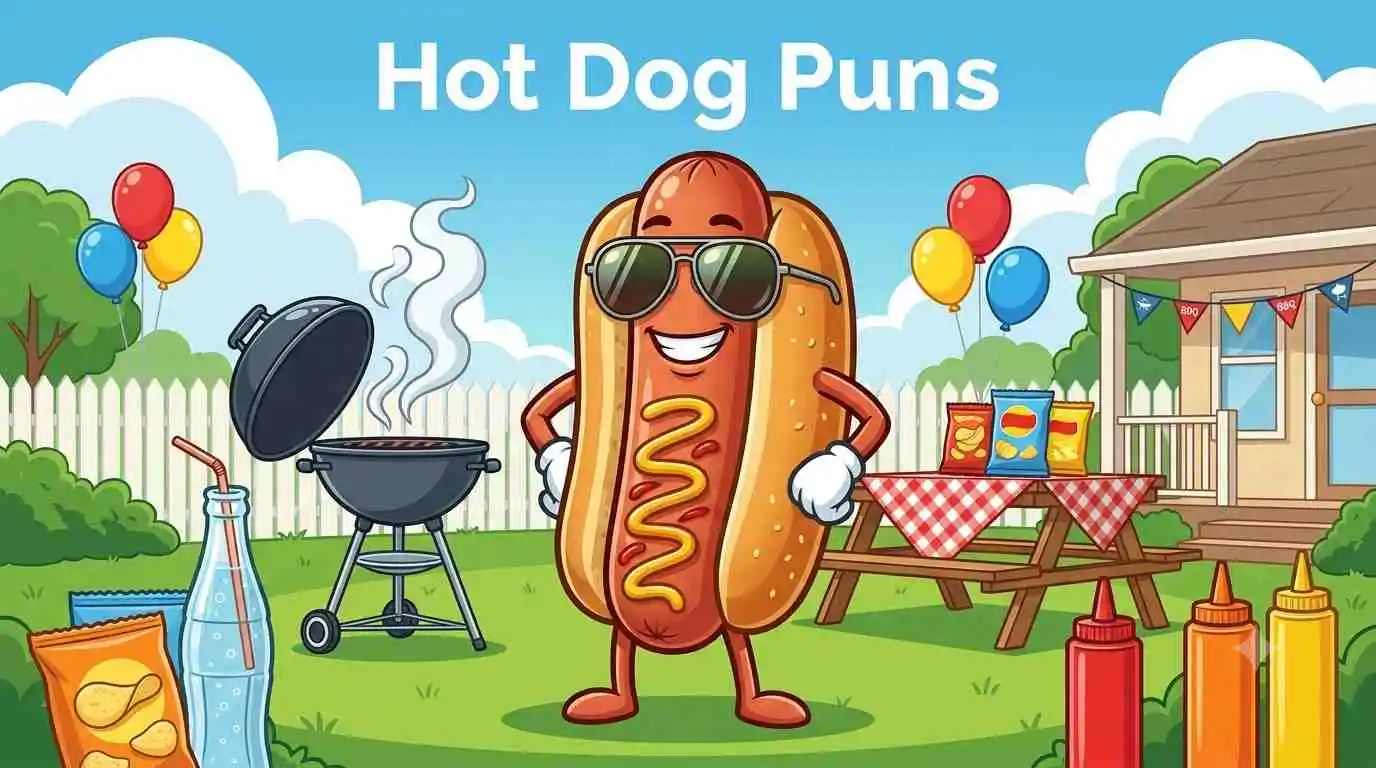 Funny hot dog mascot smiling