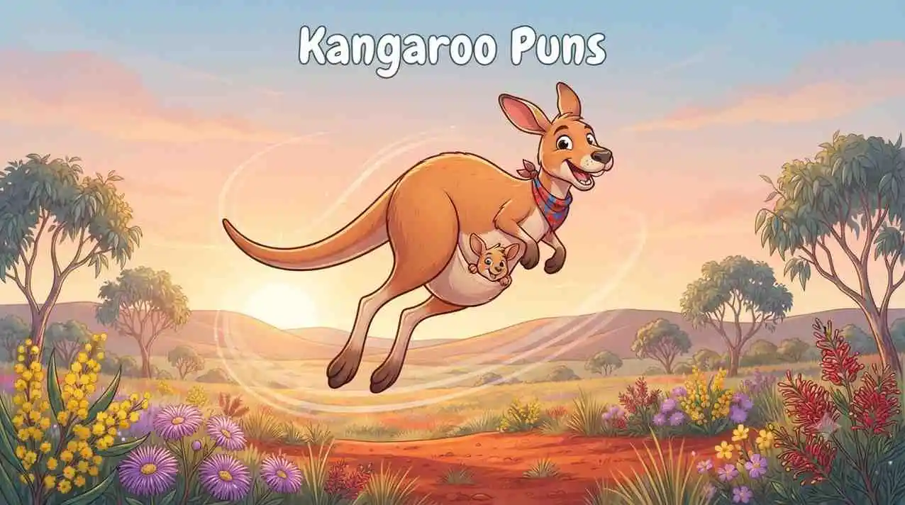 Happy kangaroo jumping high