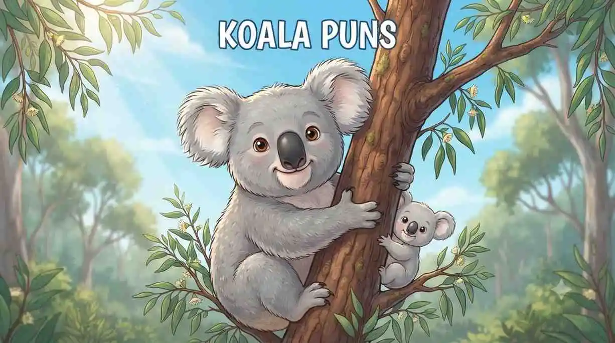 Cute koala smiling happily