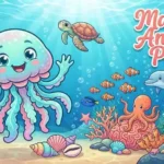 Cute marine animals laughing together