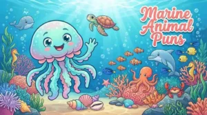 Cute marine animals laughing together