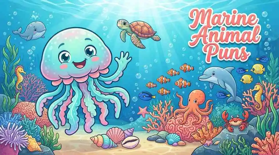 Cute marine animals laughing together
