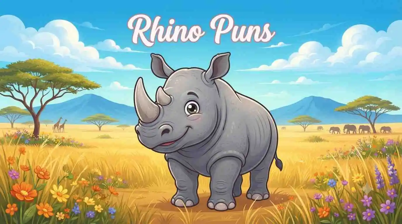 Cute smiling rhino mascot