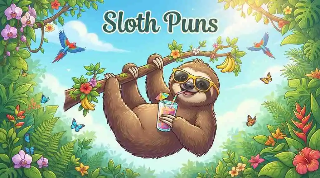Cute smiling sloth relaxing
