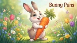 Happy bunny holding carrot