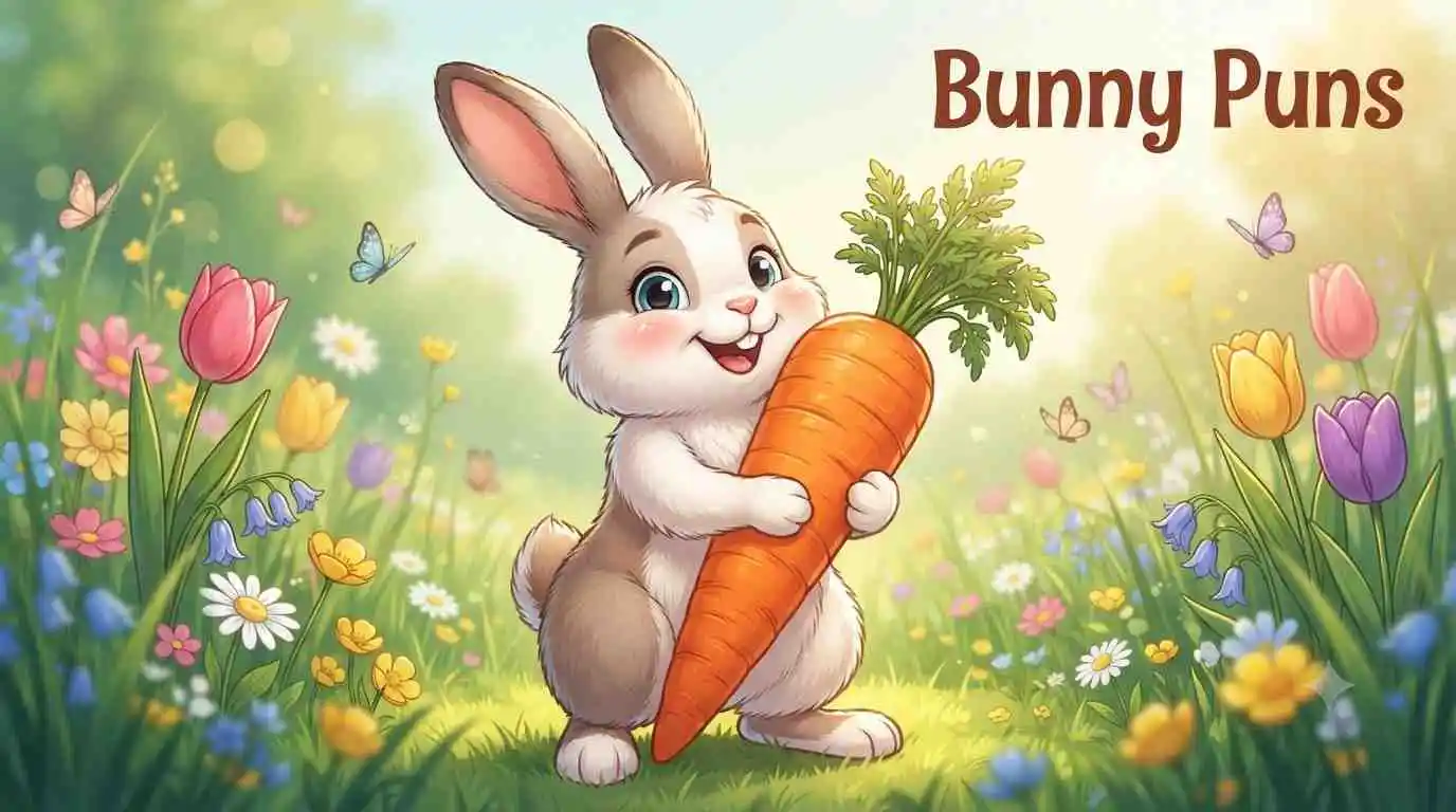 Happy bunny holding carrot