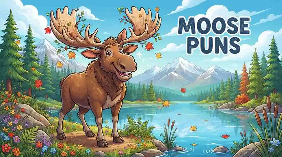 Funny moose smiling outdoors