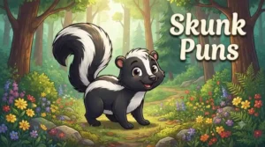 Funny skunk smiling outdoors